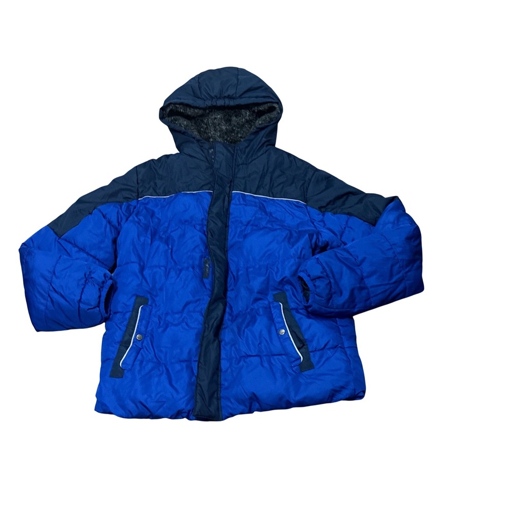 Swiss Tech Boys Blue Puffer Jacket Hooded Fleece Lined Winter Coat XL 14-16
